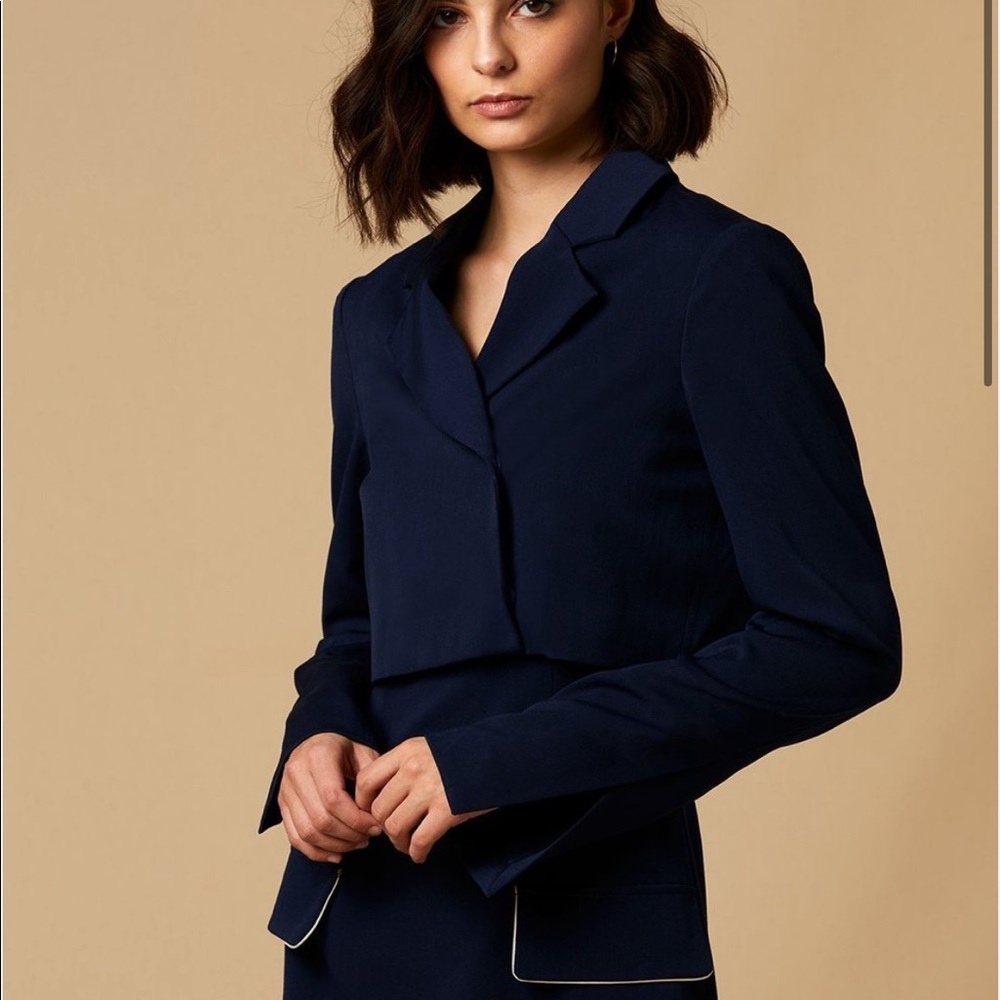 CHOOSY XS navy blazer cropped button blue